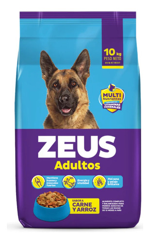 Zeus Alimento Para Perros, Sabor Carne Y Arroz 25kg
