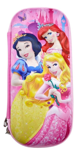 3 Pzas Estuche Para Lápices Lapicera 3d Escolar Princesas Rosa Princesas
