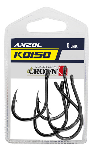 Kit Anzol Crown Koiso Black Nº24 Em Aço Carbono Forjado 15un