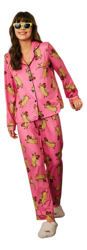 Pijama Mujer Estampada Perros Salchicha Divertido Importada