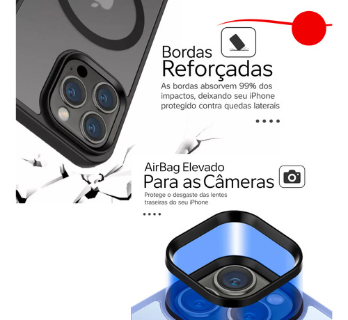 Case Fosca Para iPhone 11-16 + Películas Priv Tela E Câmera