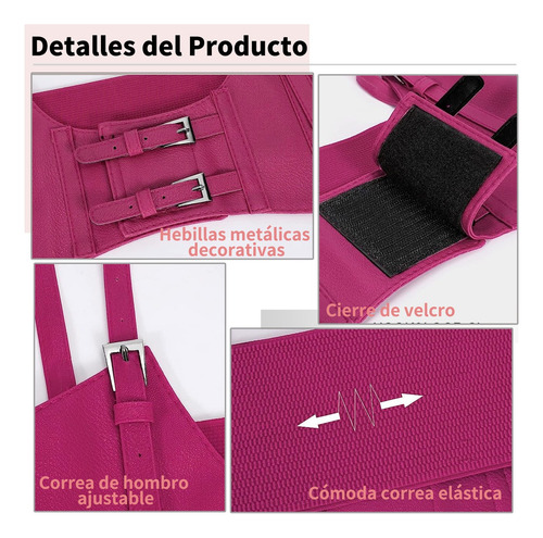 Cinturón Mujer Pu Ajustable Hebilla, Corsé Dama Genérica Rojo Único