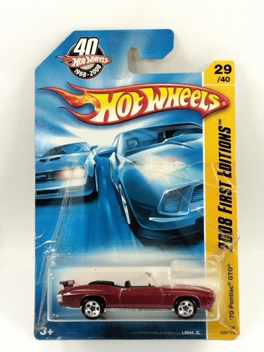 Hot Wheels '70 Pontiac Gto Bordo C/base Cromo Año2008 Fe C28