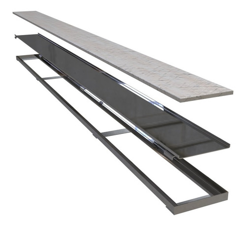 Kit 20 Ralo Linear 15x120 Invisivel Cola Piso Inox Cinza