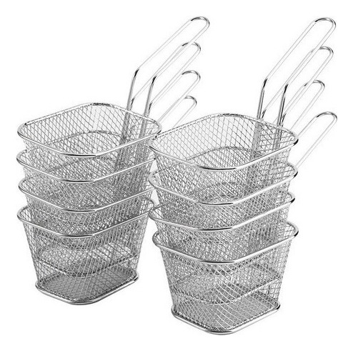 . 8pcs Mini Cesta De Acero Inoxidable Freidora De Malla C