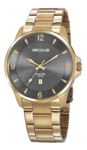 Relógio Masculino Seculus Dourado 20806gpsvda2 Preto