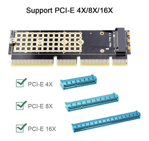 Imagem 4 de 5 de Adaptador Ssd M.2 M2 Nvme Para Pci Express 4x 8x 16x