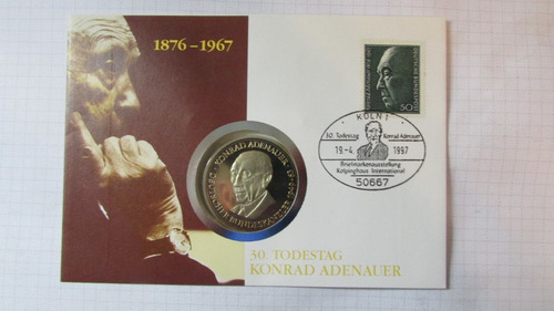 Alemania 1997 Medallón Edición Esp Memorial Adenauer  F