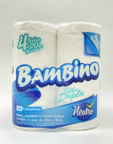 Funda Papel Higienico Bambino 20m Doble Hoja 64 Rollos