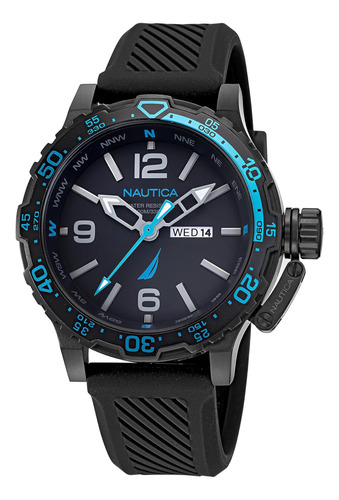 Nautica Reloj Para Hombre Con Correa De Silicona Negra Napgl