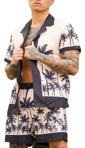 Camisa Hawaiana Casual Pantalones Cortos Playa For Hombres