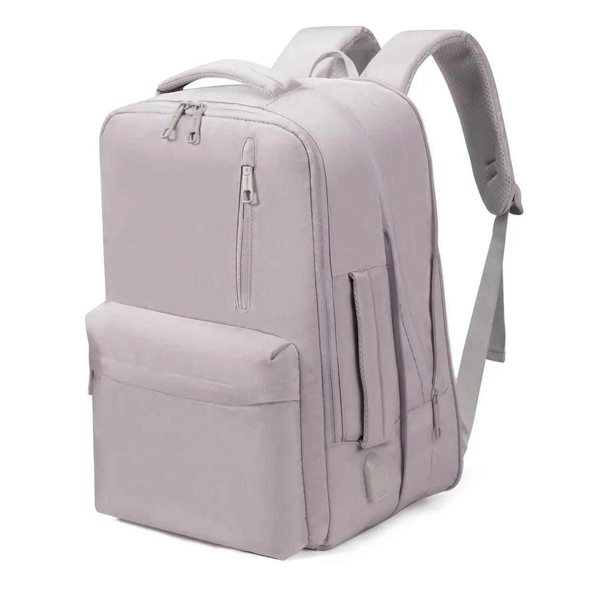 Mochila feminina, impermeável, reforçada, com capacidade expansível de 25 a 40 L, capaz de acomodar um laptop de 15,6 polegadas, com porta de carregamento SUB（Grey）