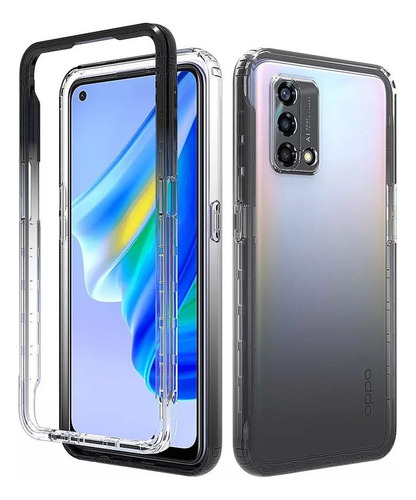 Funda 2 En 1 Uso Rudo For Modelos Oppo Bicolor Transparente