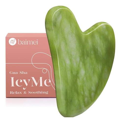 Gua Sha Facial Baimei Jade Verde Para Cuidado De La Piel