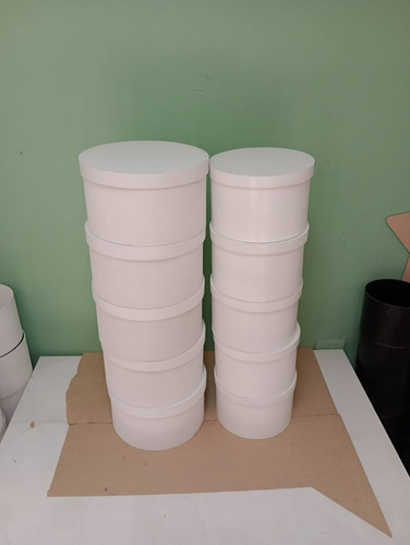 5 Caja Redonda 30cm + 5 De 25cm | Cilindro | Pintada | Mdf