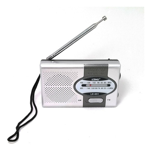 Rádio Bolso Amfm Prateado Le-651-lelong-fone Ouvido