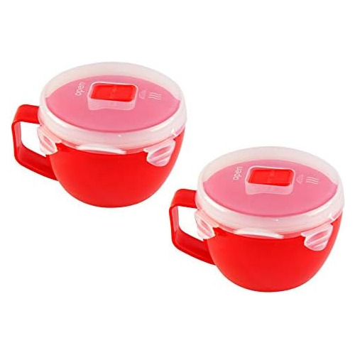 Tazas Sopa Microondas Tapa, Juego De 2, Cuencos Sopa As...