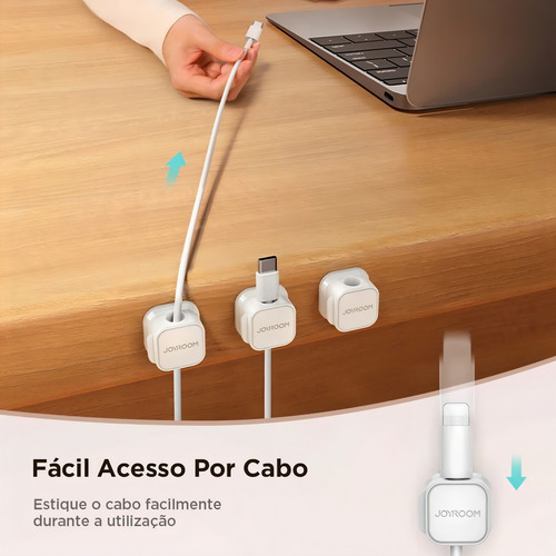 Clipe De Cabo Magnético Ajustável Suporte De Cabo 6 Joyroom Cor Branco