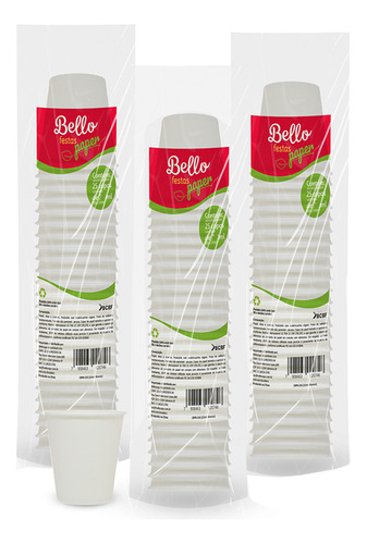 Copo Papel Para Cafe Branco 210ml Descartavel Com 100un Bello Festas