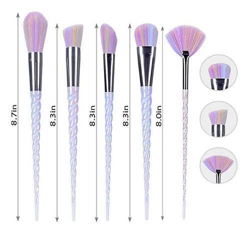 Imagen 3 de 4 de Set 10 Brochas Y Pinceles Maquillaje Unicornio Cosmético
