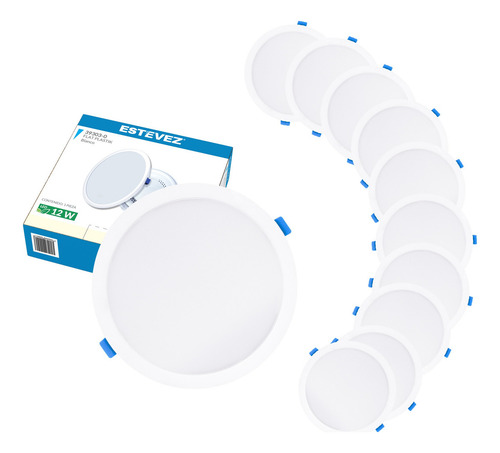 Pack 10 Lámparas Led Techo 12w, 4000k, Estévez, Color Blanco