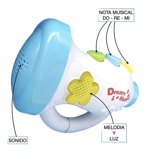 Imagen 4 de 7 de Trompeta Dulce Sueño Musical Luces Sonidos Poppi Baby