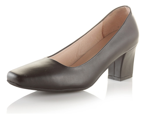 Zapato Femenino Tipo Reina Taco Medio Negro