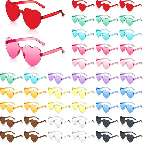 48 Pares De Gafas De Sol De Corazón Gafas Sin Marco En Forma