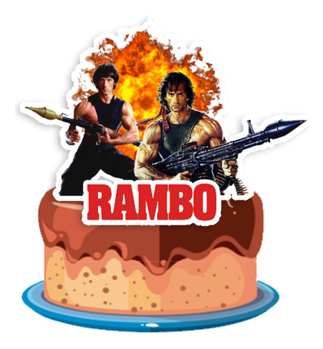 Topo De Bolo Topper Rambo Armas Fogo