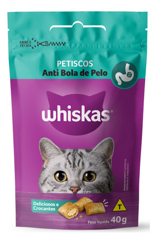 Whiskas Petiscos Anti Bola De Pelo Para Gatos 40g