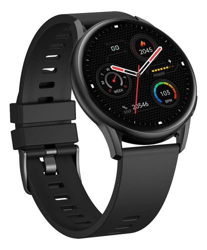 Smartwatch Kieslect K10 1.32" caja 45.7mm de metal negra, malla negra de silicona