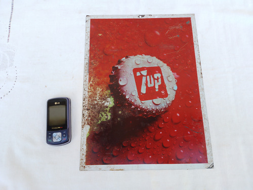 Antiguo Cartel Litografiado Gaseosa Seven Up, 7 Up 26x35cm