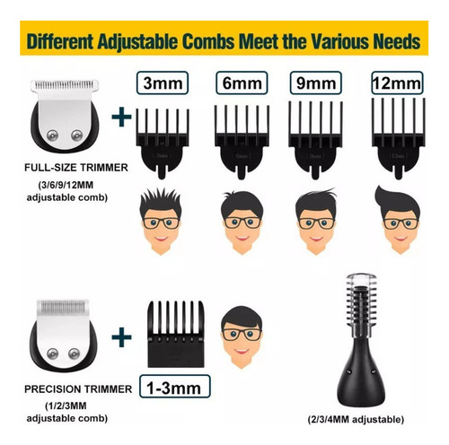 Máquina De Barbear Recarregável Sem Fio Para Barba E Cabelo