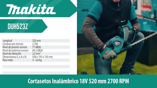 Imagen 7 de 10 de Corta-cerco Makita Duh523z Inalámbrico 52 Cm 18v Sin Batería
