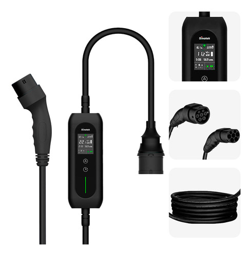 Carregador para Carro Elétrico 7kw Sinotek M2-7-5000 Cabo 5mt T2 Monofásico 220v