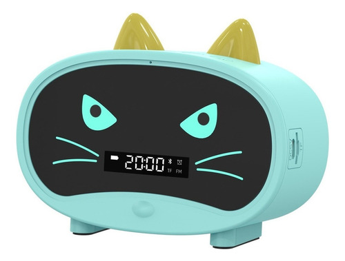 Bocina Linda Bluetooth Con Reloj Despertador Forma De Gato