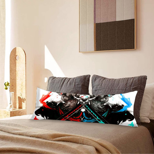 Cojin Almohada Larga Zoro Espadas Azul Y Rojo 45x110cm Diseño de la tela Lisa