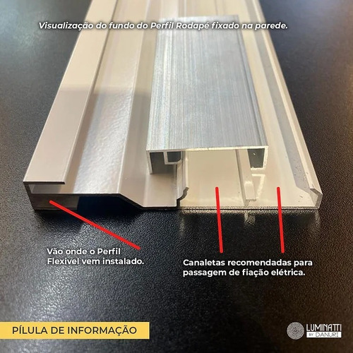Perfil De Rodapé Branco C/ Led Integrado 1m 10w/m Ip65 2700k