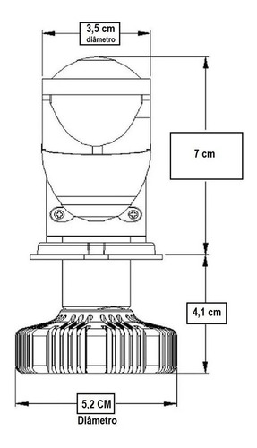 Imagem 6 de 7 de Par Kit Conversao Led Eliptico H4 6500k 12v 36w 5200lm Carro