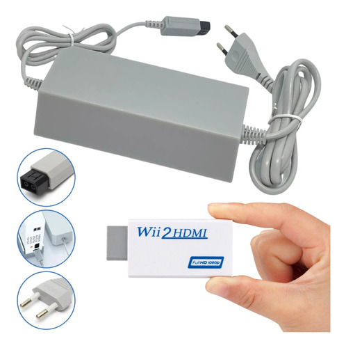 Kit Fonte Para Nintendo Wii Compatível + Adaptador Wii Hdmi