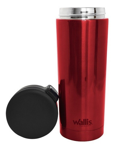 Termo Wallis Boton De Seguridad Antiderrames 500ml Color Rojo
