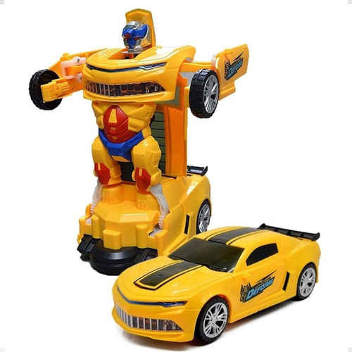 Carrinho De Brinquedo Camaro Transformers Robô Som E Luz Cor Amarelo
