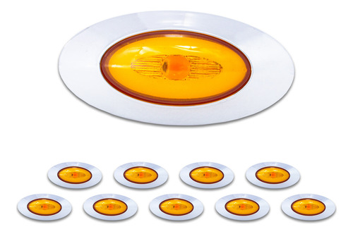 Set De Plafones Lat Elípticos 10 Pzs Ámbar 12-24 V Tunelight