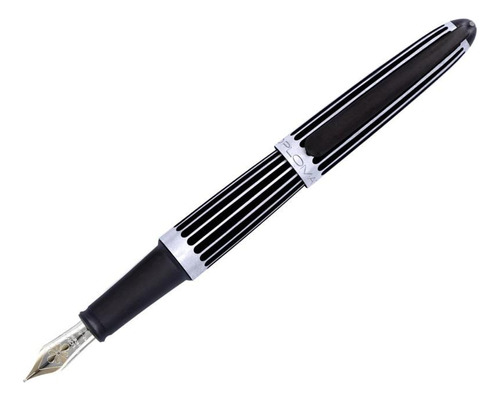 Caneta Tinteiro Diplomat Aero Black Stripes Pena Ouro 14k