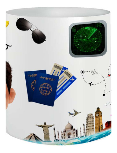 Taza personalizada de porcelana con foto de piloto de avión, avatar