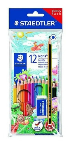 Lapis De Cor 12 Cores + Lapis Hb + Borracha Staedtler