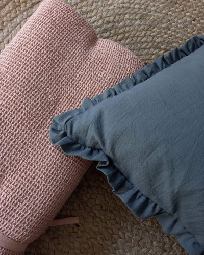 Funda De Almohada Con Volados 90x50 Cm Kingsize Color Cemento