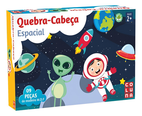 Quebra Cabeça Espacial 9 Peças Madeira Mdf