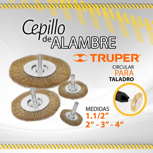 Cepillos Cerdas Alambre Circular Truper P/taladro /medid Var