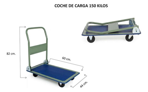 Coche Plataforma Carga Cajas Compras Aguas Suministros 150kg